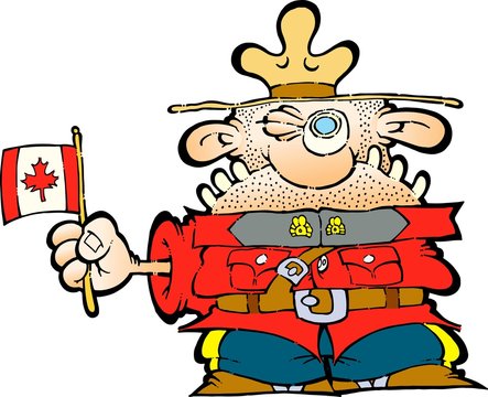 Canadian Mountie with a flag of Canada