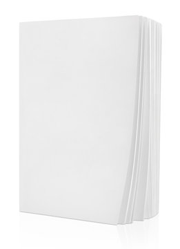 Blank White Book Isolated On White With Clipping Path