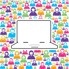 laptop with in group of people stock vector