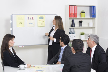 Woman making a business presentation to a group