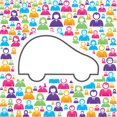 Car icon with in group of people stock vector - 52894018