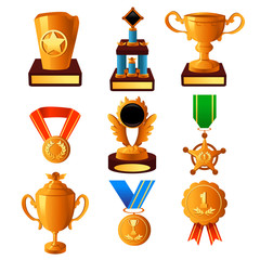 Gold medal and trophy icons