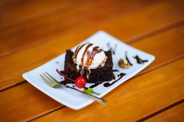 Ice Cream on the wooden table