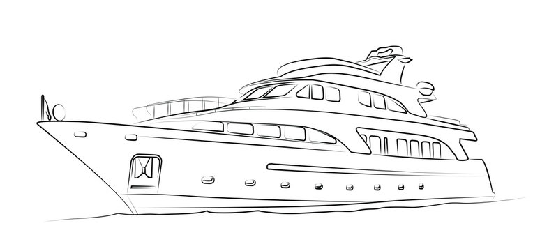 Sailing yacht boat sketch Royalty Free Vector Image