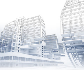 Sketch of the business center. From drawing to implementation.