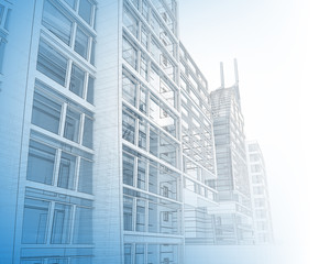 Sketch of the business center. From drawing to implementation.