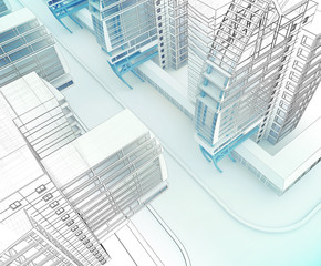 Sketch of the business center. From drawing to implementation.