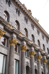 Facade with gold columns and windows