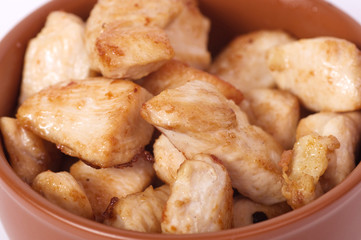Bowl of roasted chicken