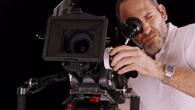 cameraman working with a cinema camera