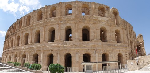 Panorama rzymskiego koloseum w El Jem - obrazy, fototapety, plakaty
