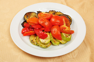 Grilled eggplant and tomatoes