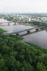 Warsaw panorama, Wisła river, bridges