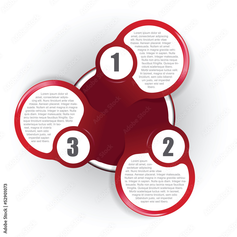 Aufkleber Red abstract background diagram with three places