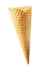 wafer cone for ice cream close-up isolated on white background