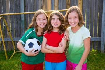 three sister girls friends soccer football winner players