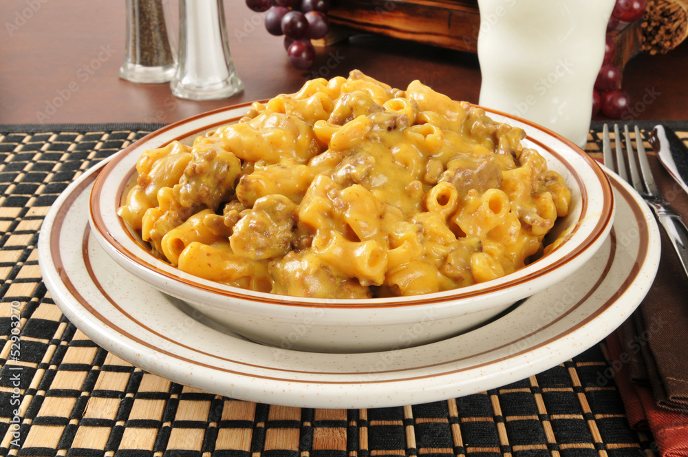 Wall mural Macaroni, cheese and beef