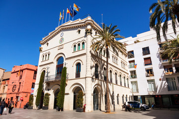 Naklejka premium View of Badalona - Town Hall at main. Catalonia