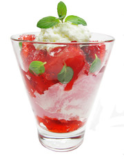 strawberry fruit dessert with yogurt