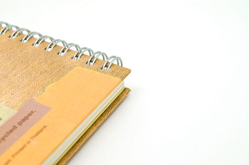 notebook made by recycle paper on white background