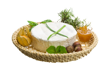 camembert witn herbs, nuts and honey