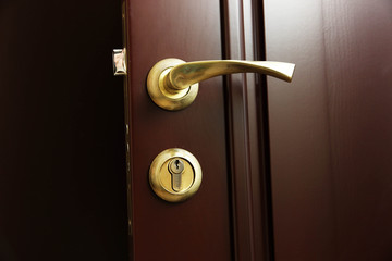 Door lock and door handle close-up