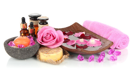 Spa composition with aroma oils isolated on white