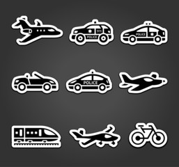 Set of sticky stickers, transport pictograms