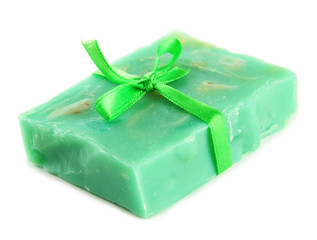 Natural handmade soap, isolated on white