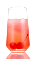 Two cherry cocktails with ice isolated on white