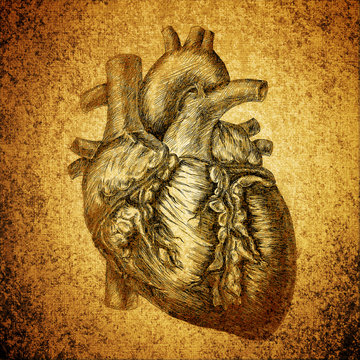 heart drawing on grunge texture background