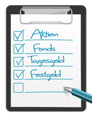 Klemmbrett Anlagestrategie