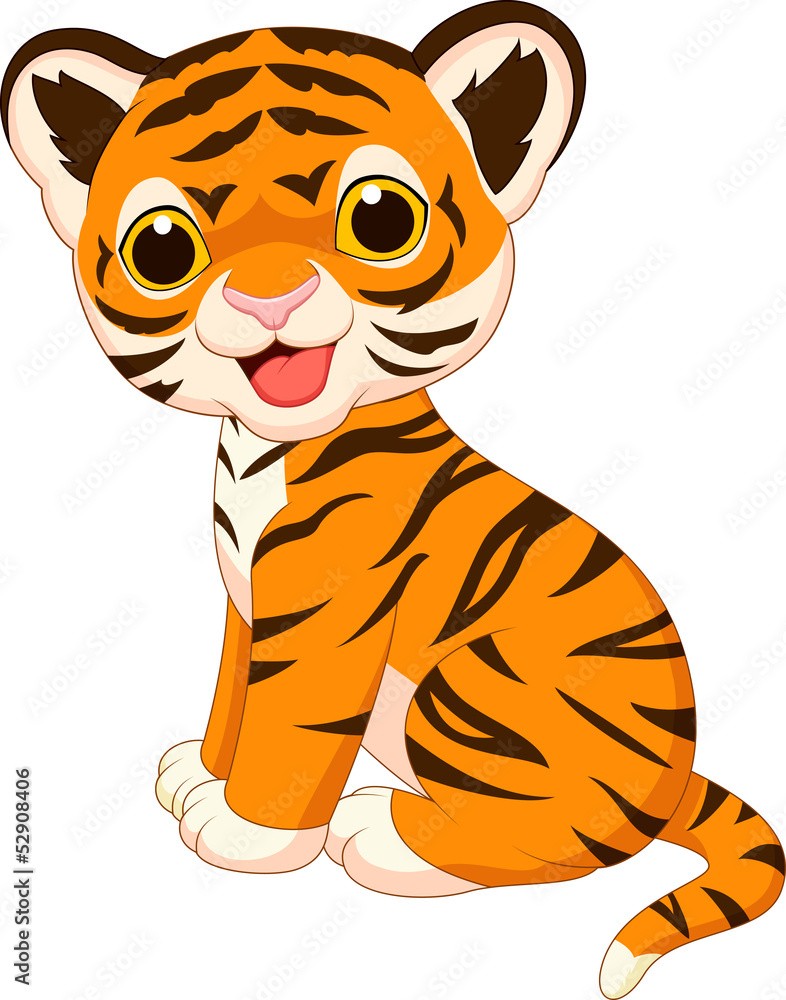 Wall mural Cute tiger cartoon