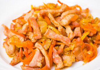 meat with celery and carrots