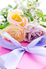 flowers with present