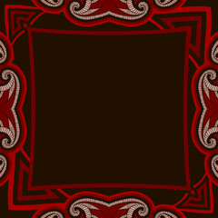 Greeting card with oriental pattern in red and black colors