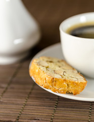 Cup of coffee and biscotti