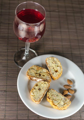 Red wine and biscotti