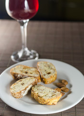 Red wine and biscotti