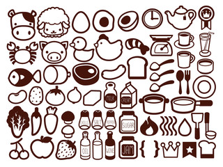 Fototapeta na wymiar 50+ Food and Drink Icon - Vector File EPS10