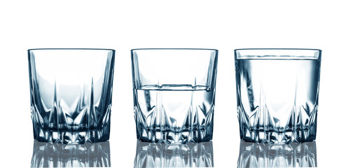 empty,half and full water glasses