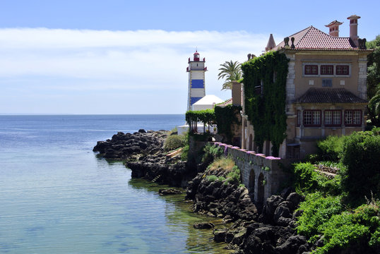 Scenic lighthouse in Cascais, Portugal