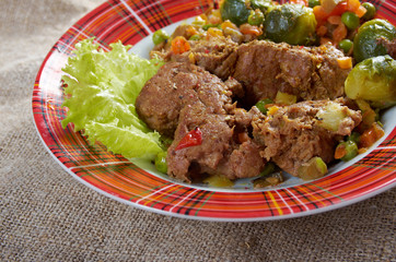 vegetables with spices and mincemeat