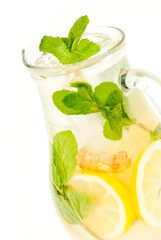 fresh lemonade from lemon ginger and mint