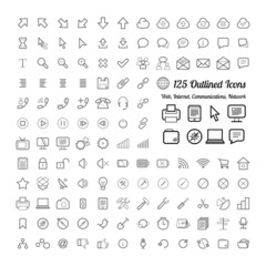 Outlined Web and Internet Icon Set Collections
