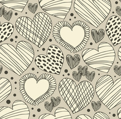 Seamless ornamental pattern with hearts