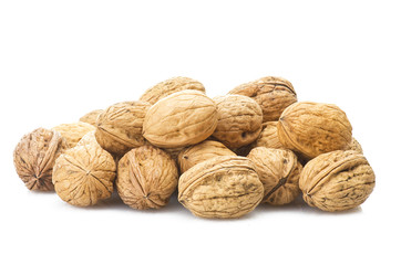 Walnut close up on the white  background