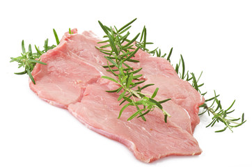 Veal meat and rosemary close up on white - 52916491