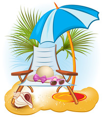 seaside summer holiday background with chair