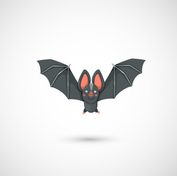 illustration of isolated cartoon bat flying